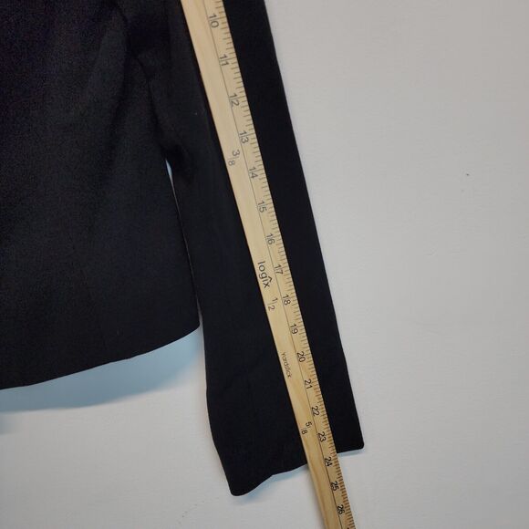 CAbi Black Stretch Knit Blazer Jacket Size 4 Double Breast Crest Academia Preppy - Picture 11 of 15